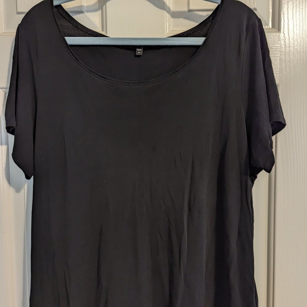 Eileen Fisher Scoop Neck Silk Shirt